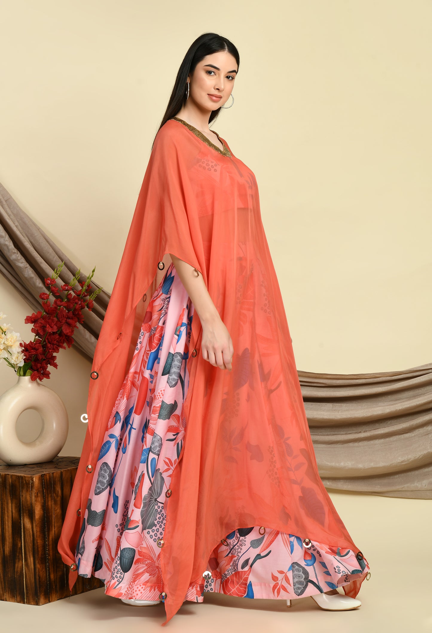 Fusion Bliss: Blouse-Skirt + Handwork Organza Dupatta