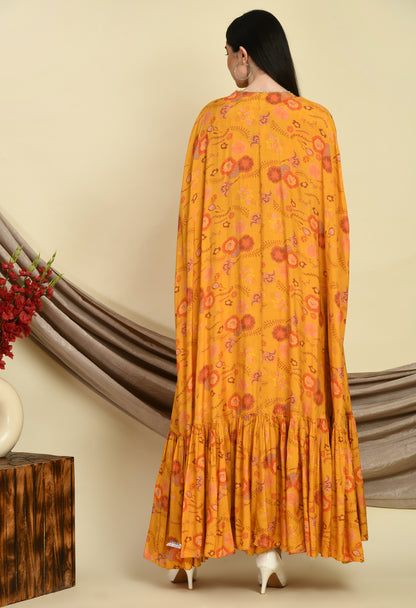 Embroidered Fusion Bliss: Blouse, Sharara & Shrug Set