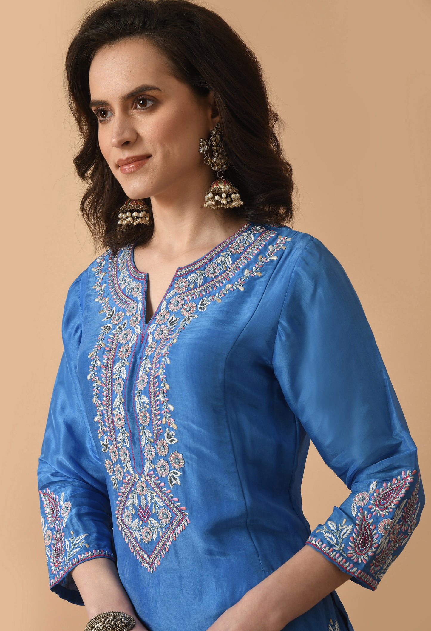 Teal Blue Opara Silk Suit