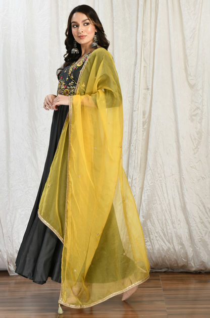 Anarkali Chanderi Gown Set with Enchanting Dupatta