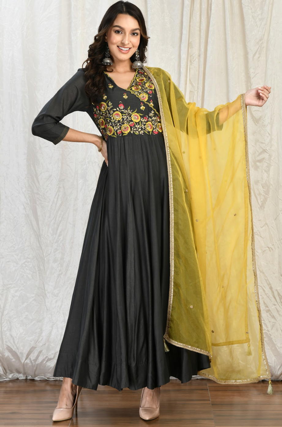 Anarkali Chanderi Gown Set with Enchanting Dupatta