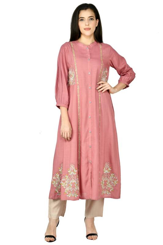 Hand-Enhanced Resham Tunic with Silk Pants