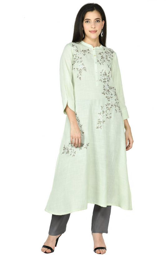 Hand-Enhanced Resham Tunic with Silk Pants