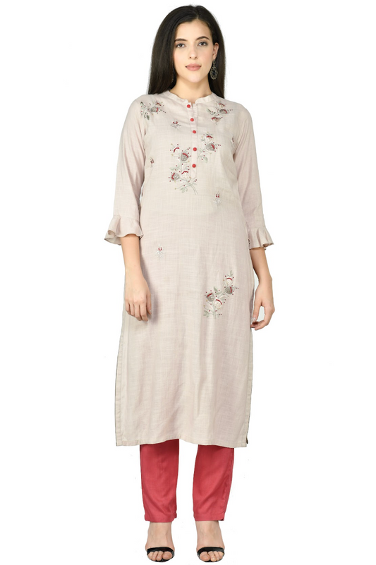 Hand-Enhanced Resham Tunic with Silk Pants