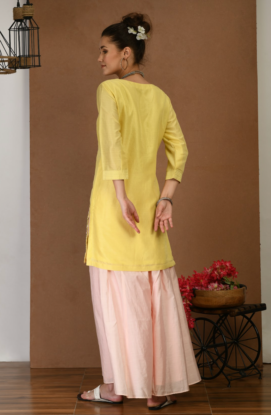 Yellow Kurta Set with Shaded Dupatta & Plazo