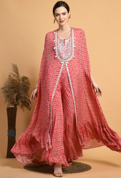 Flary Cape Sharara Set